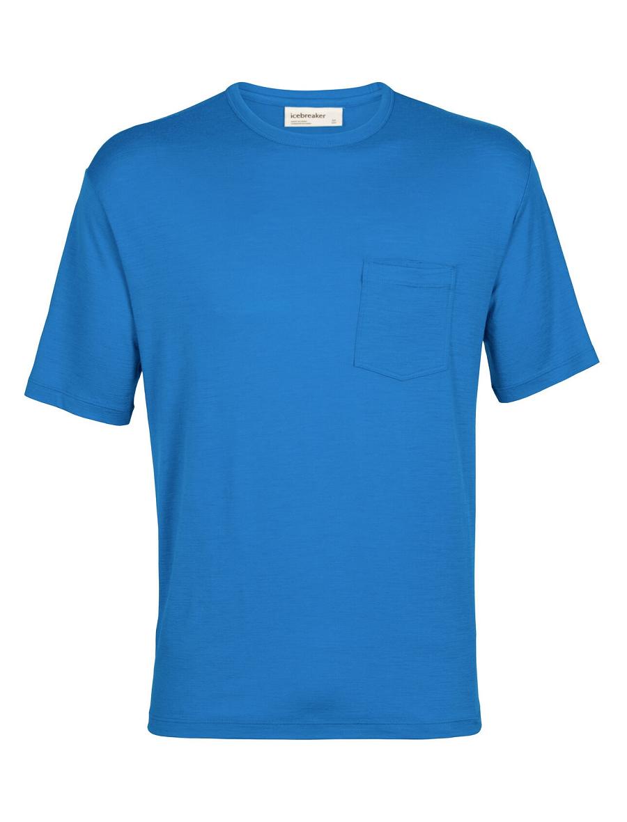 Lazurite Men's Icebreaker Merino Granary Short Sleeve Pocket T Shirts | USA 1157EBCX